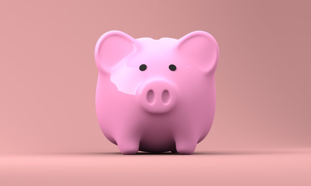 Das Bild zeigt ein rosa Sparschwein.