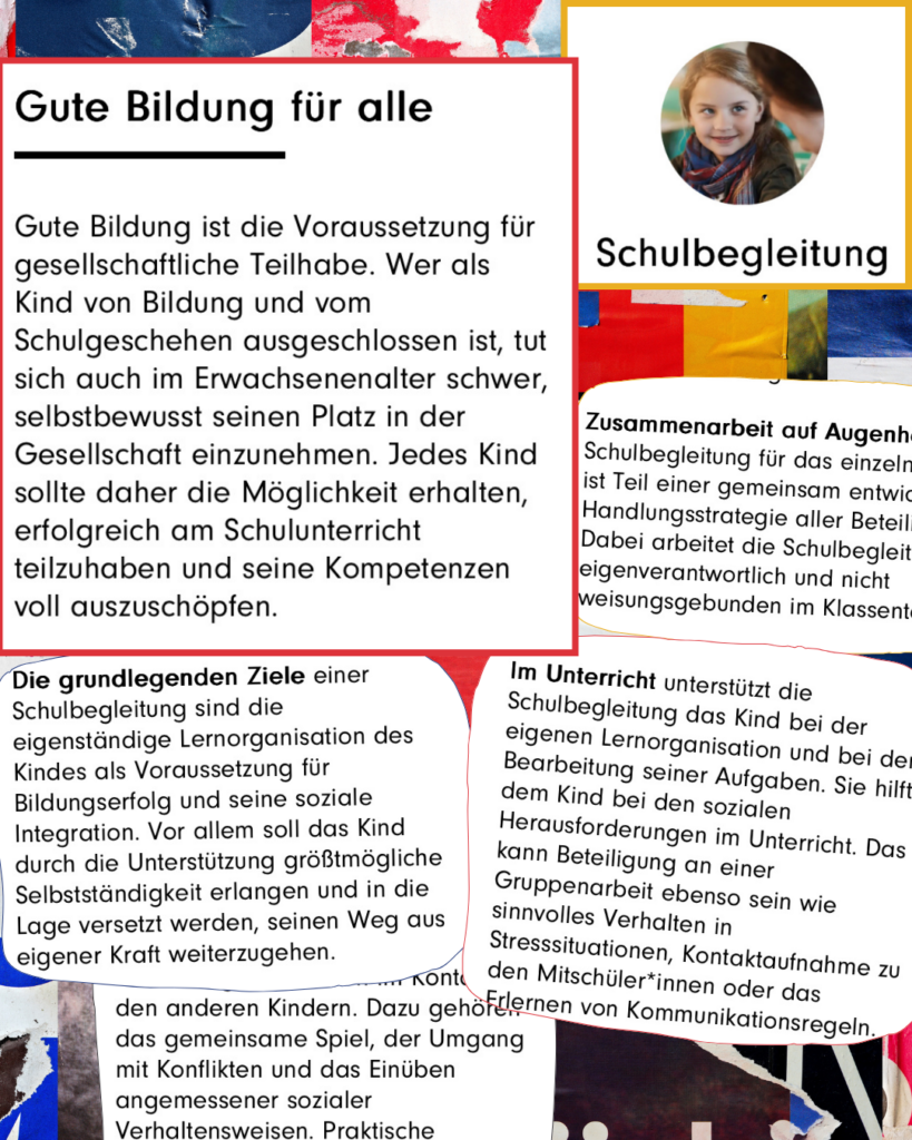 Selbst zusammengestellte Collage aus Screenshots. Quelle der Screenshots: https://wirsindnordlicht.de/schulbegleitung/